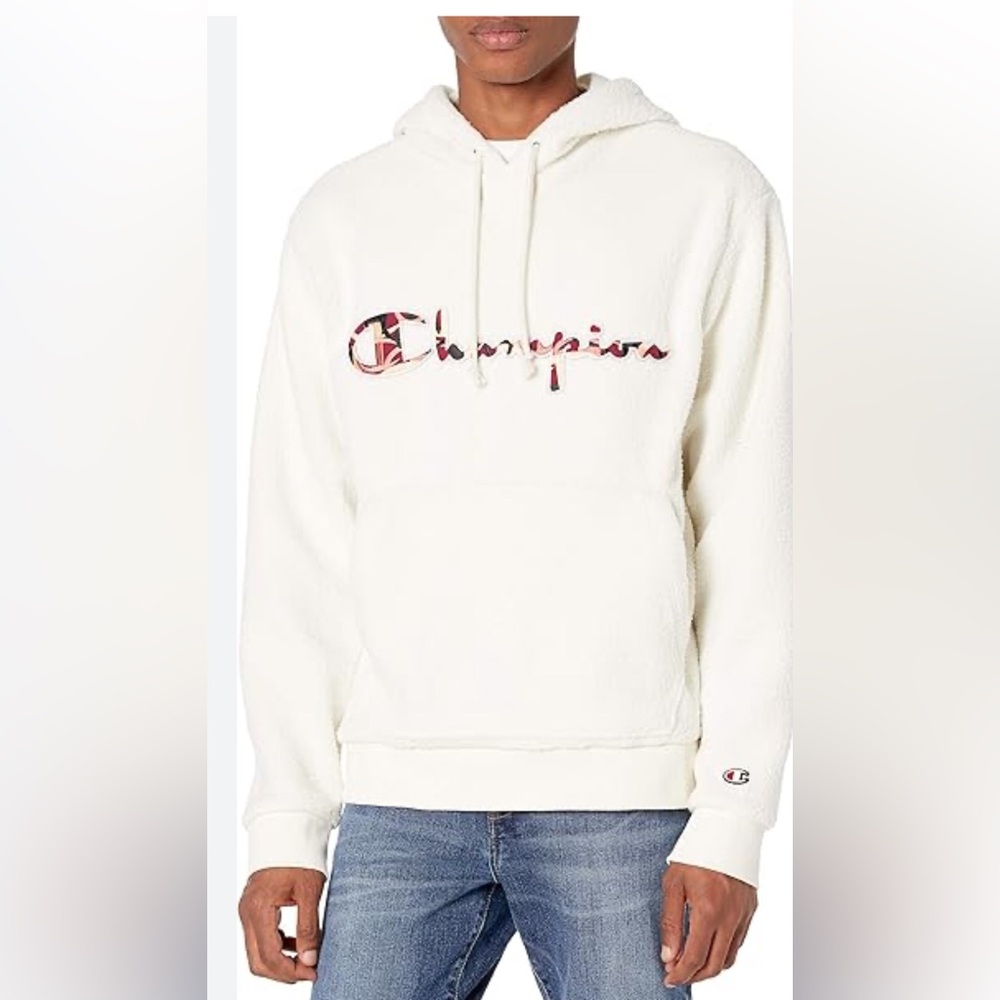 Champion Men's Off-White Fleece Hoodie